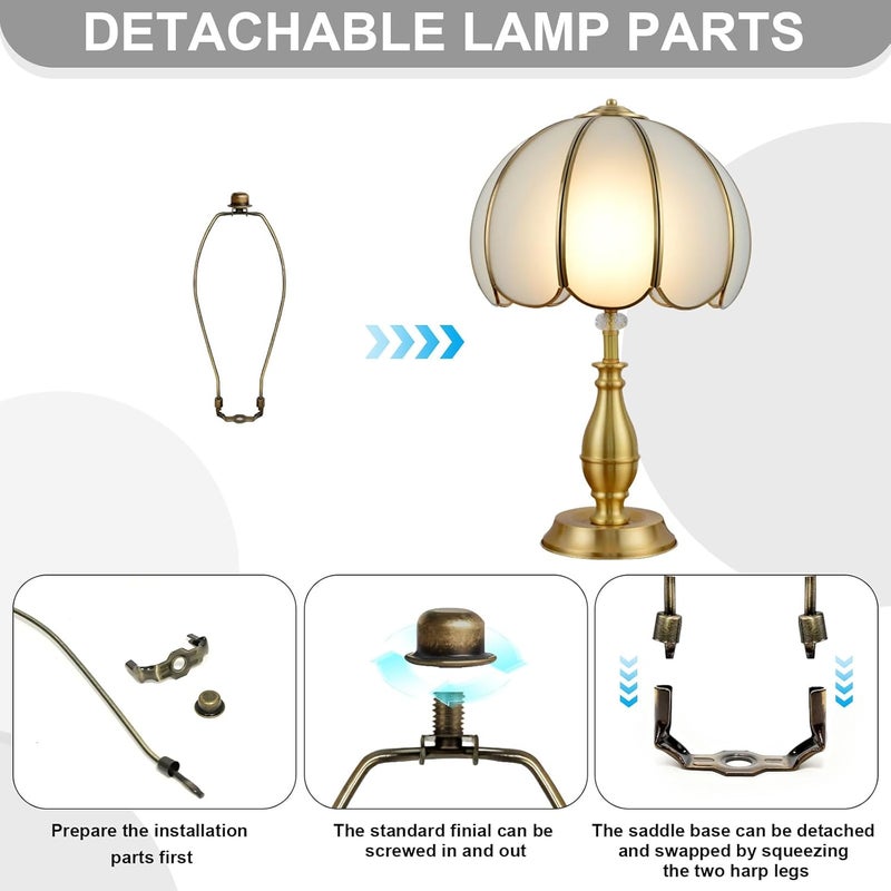 OMOBANU 12 Inch Antique Bronze Lamp Shade Harp Holder - Detachable Lamp Shade Holder Replacement with Standard Harp Saddle & Lamps Finials, Metal Decorative Accessories and Parts Repair - Image 2